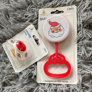 Christmas  Santa baby rattle and pacifier
